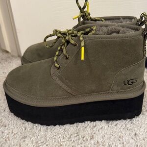 UGG Olive Suede Boots with Black Soles size 6